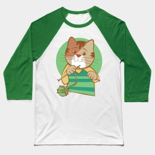 Knitting Calico Kitty Baseball T-Shirt